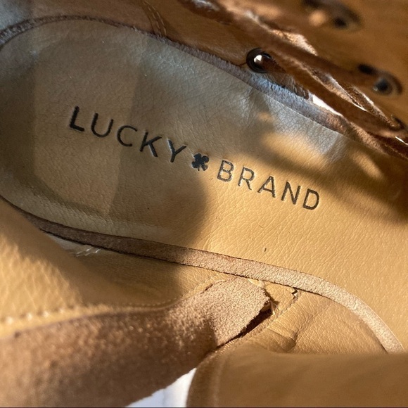 LUCKY BRAND Sz 8 Hartlee Peep Toe Side Lace Up Suede  Booties - Picture 9 of 11